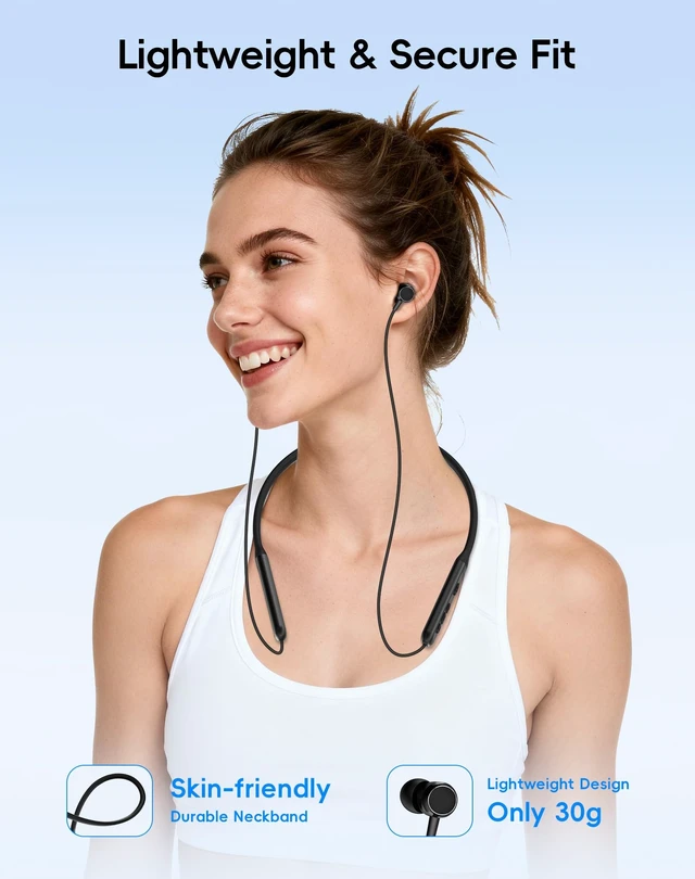 Alt view image 2 of 5 - Tiffmoo Wireless Neckband Bluetooth Headphones with Microphone