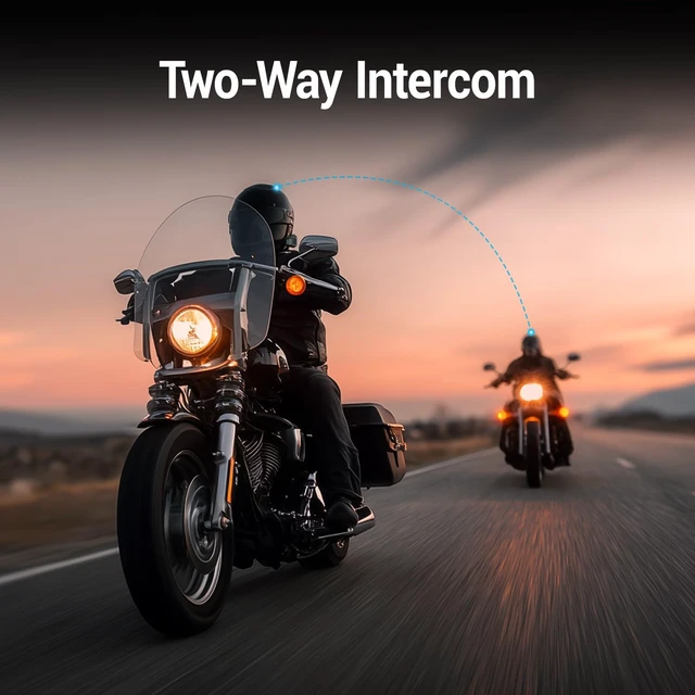 Alt view image 2 of 5 - Yontune Motorcycle Helmet Bluetooth Headset, Motorcycle Helmet Speakers with 2 Type Mics, Hands Free Call/Music/IPX5/Noise Cancellation/Wake Up Siri,C2