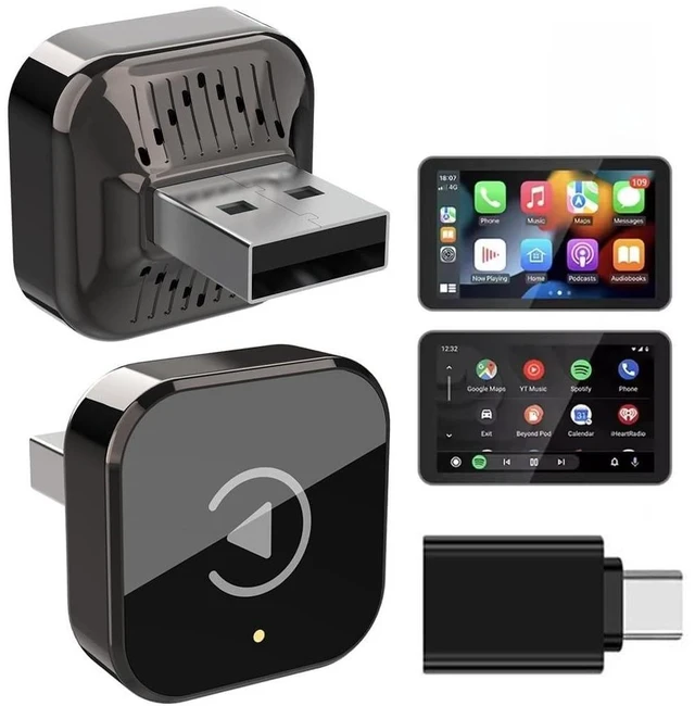 Main image of 2026 New 2-in-1 Car Wireless CarPlay Android Adapter Quick Auto Connect Plug and Play CarPlay Adapter Wired to Wireless Plug and Play with Type-C Adapter for iPhone and Android Compatibl