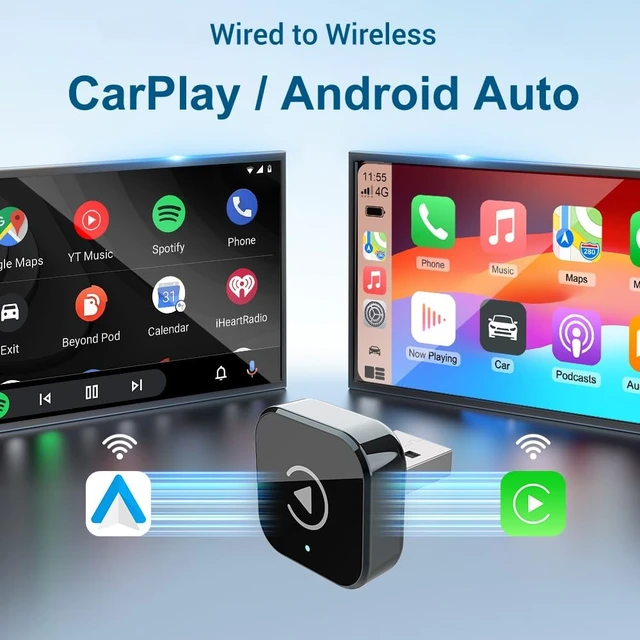 Alt view image 5 of 5 - 2026 New 2-in-1 Car Wireless CarPlay Android Adapter Quick Auto Connect Plug and Play CarPlay Adapter Wired to Wireless Plug and Play with Type-C Adapter for iPhone and Android Compatibl