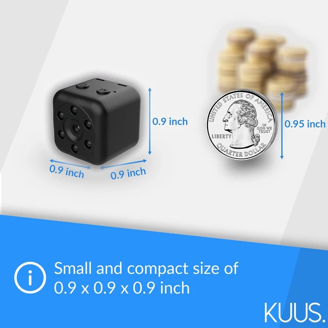 Alt view image 2 of 5 - KUUS. 0.9 inch Hidden Camera, Micro Spy Camera, Small Camera, Hidden Cameras for Home. Miniature Train spy cam. Night Vision Motion Detection ^^ Includes 32GB TF Card! ^^ NO APP! No Wi-Fi C1PRO