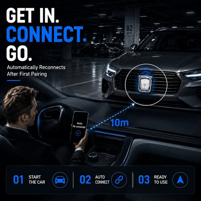 Alt view image 5 of 5 - Inducify Wireless CarPlay Adapter for Factory Wired CarPlay Cars, Wireless Android Auto Adapter, Plug and Play, Fast Auto Reconnect, Bluetooth 5.0, 5GHz WiFi