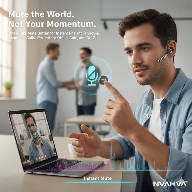 Alt view image 3 of 5 - NVAHVA Bluetooth Headset Wireless Headphone Hook Earbud with Mic USB Dongle