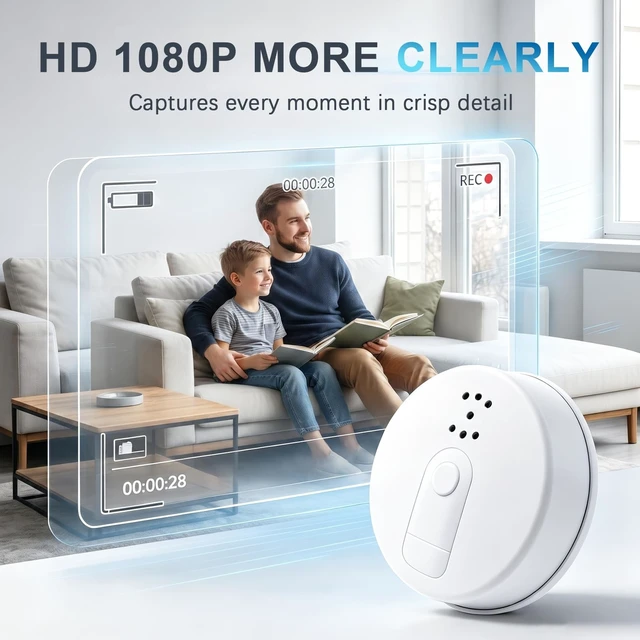 Alt view image 2 of 5 - WiFi Hidden Spy Smoke Detector Camera HD1080P Wireless Indoor Nanny Cam