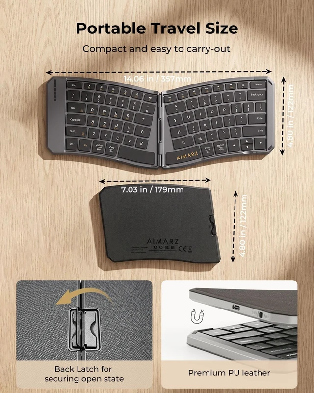 Alt view image 3 of 5 - AIMARZ AF02 Ergonomic Split Foldable Keyboard, Bluetooth, Black