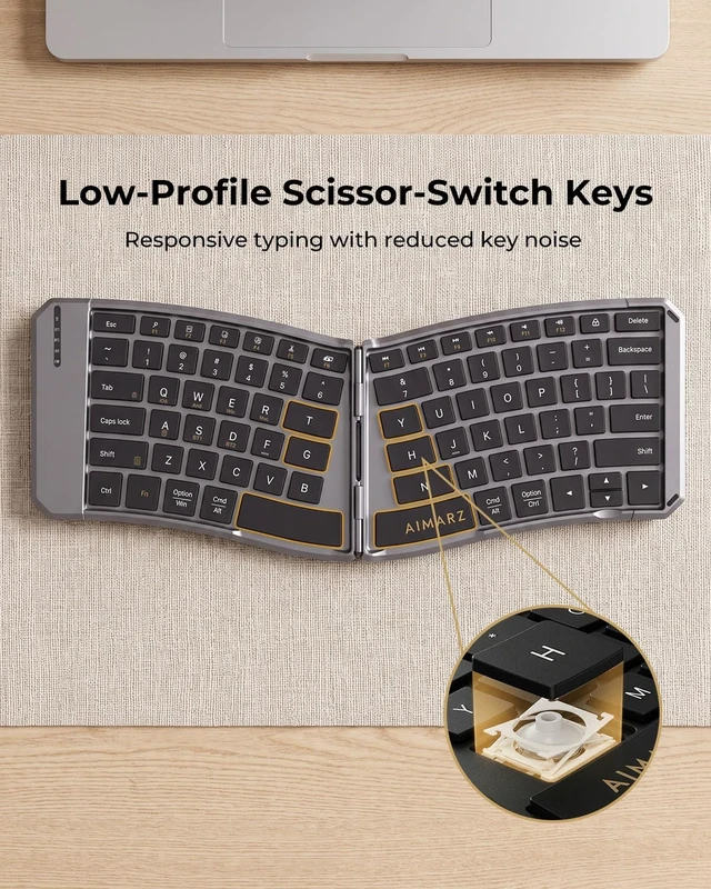Alt view image 5 of 5 - AIMARZ AF02 Ergonomic Split Foldable Keyboard, Bluetooth, Black