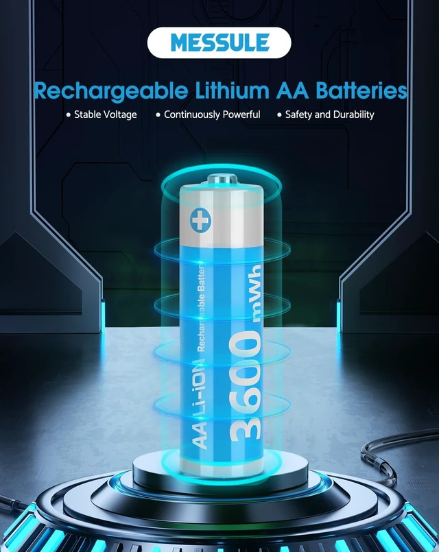 Alt view image 2 of 5 - Rechargeable AA Batteries 12 Pack 1.5V Lithium Batteries for Blink Camera