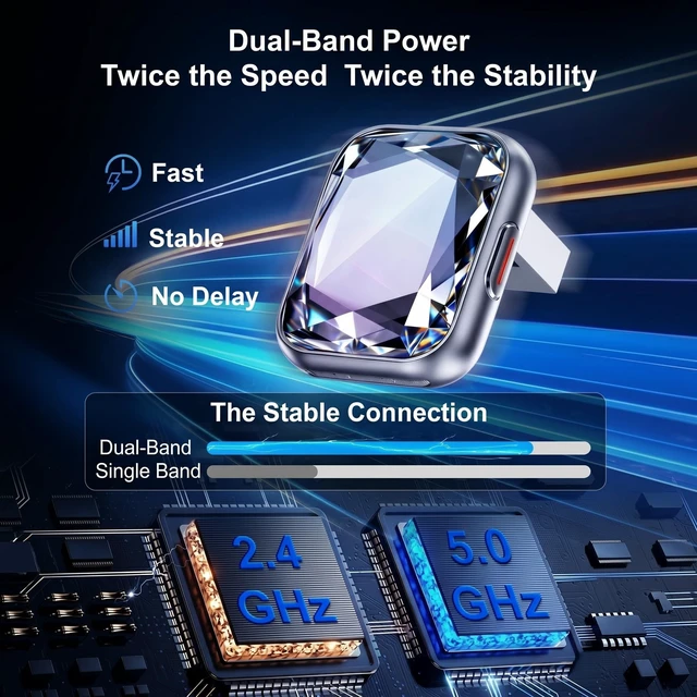 Alt view image 3 of 5 - Cloud-LINK Diamond 2in1 Wireless CarPlay Adapter for Apple & Android Auto