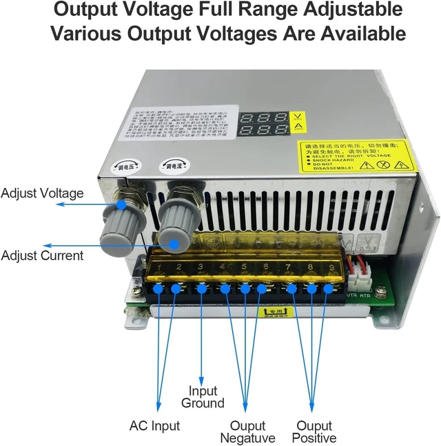 Alt view image 3 of 5 - ZJIVNV 1000W Adjustable Output Switching Power Supply CC CV Voltage Converter AC 110V-220V to DC 0-36V Module Digital Display 28A Voltage Regulator Transformer for Lab CCTV Radio (36V 28A)