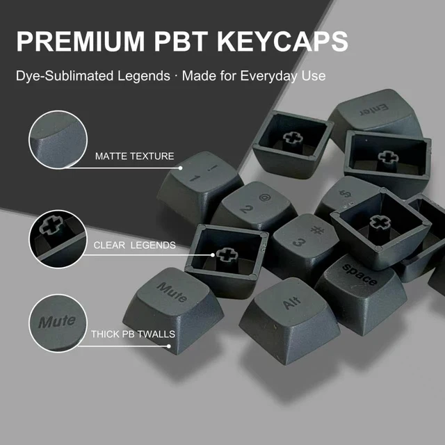 Alt view image 3 of 5 - 72 Keys XDA Profile PBT Keycaps for Split Ergonomic Keyboards (Black)