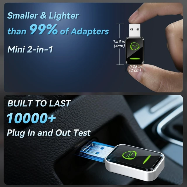 Alt view image 2 of 5 - Ginlvnda Wireless CarPlay Adapter, Silver, Mini USB Design