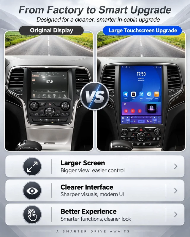 Alt view image 5 of 5 - 12.1" Car Radio Stereo Upgrade for Grand Cherokee 2014-2022,Wireless CarPlay Android Auto,Android 13 Head Unit with WiFi SWC GPS 1080P Backup Camera 4+64GB
