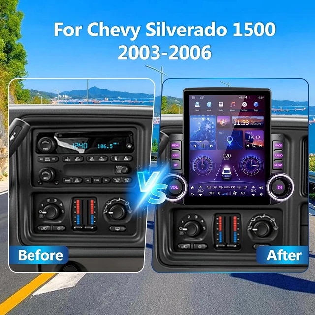Alt view image 2 of 5 - 4+64G 9.7" Android 14 Car Radio Stereo for Chevy Silverado 1500 2003-2006