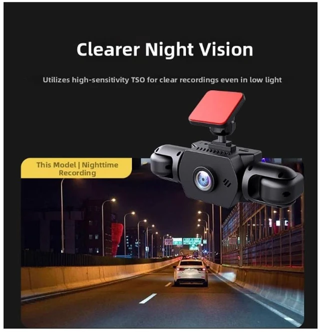 Alt view image 2 of 5 - 360 Full View Car Dashcam, 4K UHD Front & 1080P Side Rear Cameras, with Motion Detection, Supports Cycle Recording, Smart Parking Surveillance Camera, 170 Degree Wide Angle Dash Cam (Three Lenses)