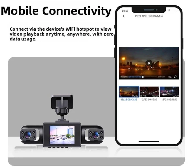 Alt view image 4 of 5 - 360 Full View Car Dashcam, 4K UHD Front & 1080P Side Rear Cameras, with Motion Detection, Supports Cycle Recording, Smart Parking Surveillance Camera, 170 Degree Wide Angle Dash Cam (Three Lenses)