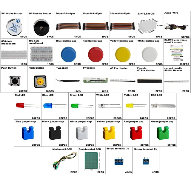 Alt view image 5 of 5 - Electronic Component kit for Arduino Starter Kit Breadboard 830+400 PCB