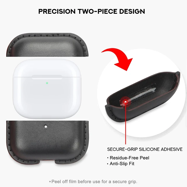 Alt view image 5 of 5 - JusBumio Leather Case Compatible with AirPods Pro 3 (2025 Release)