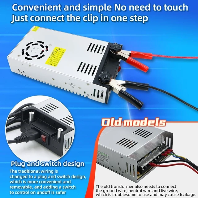 Alt view image 3 of 5 - New Version 115V/230V AC to 12V DC Converter Power Supply 12V 500W 50A DC Switching Transformer for LED Light Strips, CCTV Camera Security Systems, Radios, Computer Projects