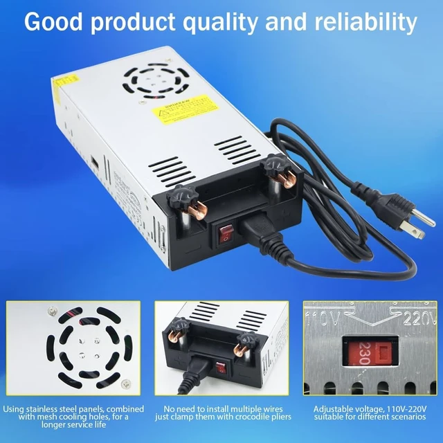 Alt view image 4 of 5 - New Version 115V/230V AC to 12V DC Converter Power Supply 12V 500W 50A DC Switching Transformer for LED Light Strips, CCTV Camera Security Systems, Radios, Computer Projects