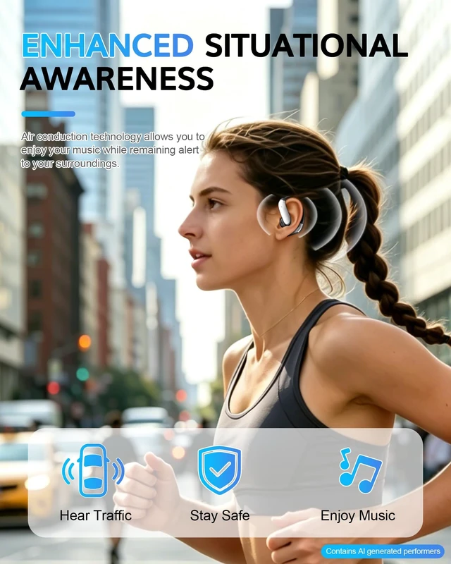 Alt view image 2 of 5 - Upgraded Open Ear Headphones with Hooks AI Translation Earbuds Real Time