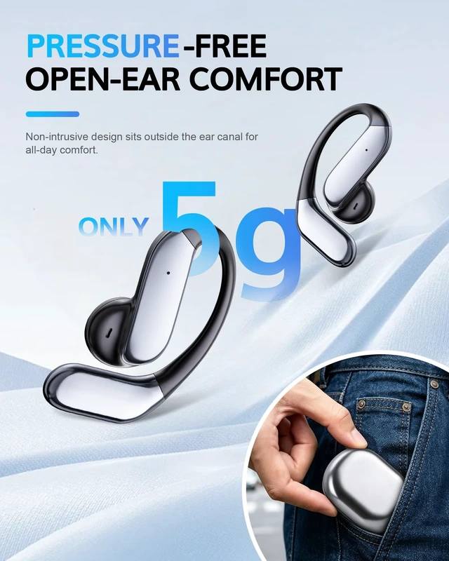 Alt view image 4 of 5 - Upgraded Open Ear Headphones with Hooks AI Translation Earbuds Real Time