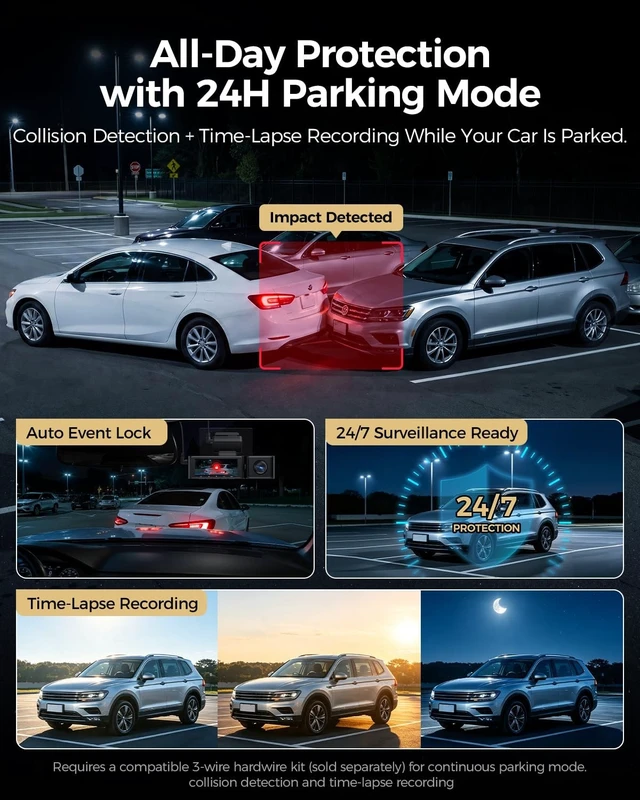 Alt view image 2 of 5 - LNDU V670 3 Channel Dash Cam 4K Front + 1080P Cabin IR Night Vision + 2.5K Rear, Built-in GPS 5G WiFi App&Voice Control, 24H Parking Mode, Super Capacitor, G-Sensor Loop Recording Camera for Cars