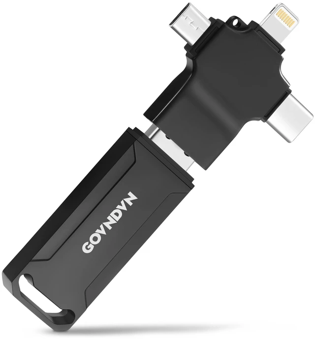 Main image of Auto Backup All Devices Photo Stick 128GB Real Capacity, iPhone USB Flash Drive & Backup Storage Memory Stick for Photos, Videos & Contacts, 4-in-1 Thumb Drive for iPhone, iPad, Android, PC, Tablets