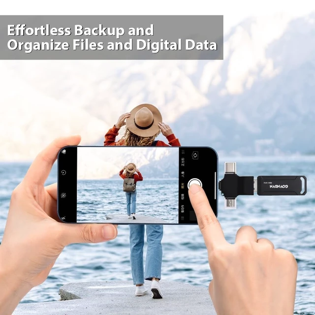 Alt view image 5 of 5 - Auto Backup All Devices Photo Stick 128GB Real Capacity, iPhone USB Flash Drive & Backup Storage Memory Stick for Photos, Videos & Contacts, 4-in-1 Thumb Drive for iPhone, iPad, Android, PC, Tablets