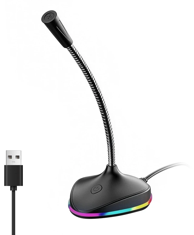 Main image of NPTCL USB Computer Microphone, Adjustable Gooseneck PC Mic with RGB Lights