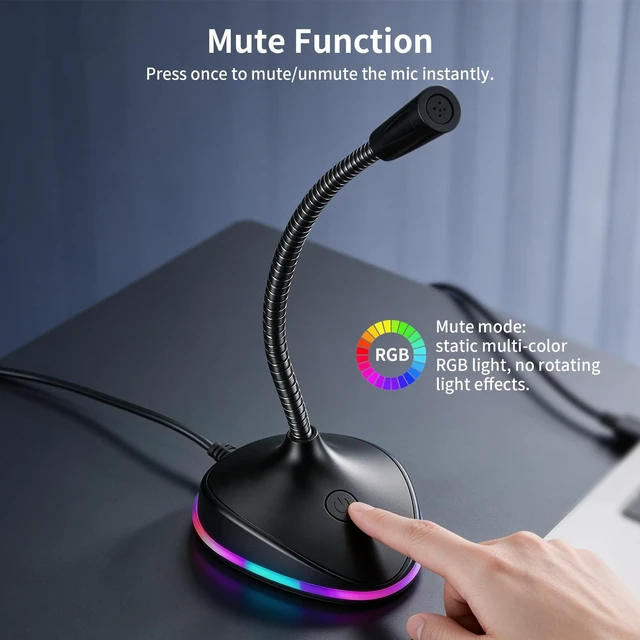 Alt view image 3 of 5 - NPTCL USB Computer Microphone, Adjustable Gooseneck PC Mic with RGB Lights