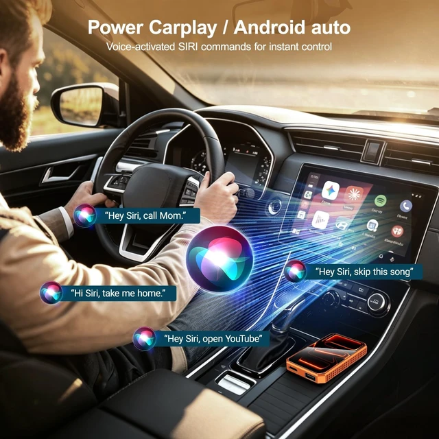 Alt view image 3 of 5 - MAKASRI Wireless CarPlay Adapter Plug and Play for OEM Factory Cars, AI Magic Box Built-in Play Store Net-Flix YouTube TikTok & Screen Mirroring, HDMI USB-C Ports for Wireless CarPlay Co