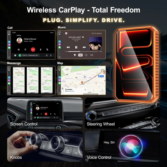 Alt view image 4 of 5 - MAKASRI Wireless CarPlay Adapter Plug and Play for OEM Factory Cars, AI Magic Box Built-in Play Store Net-Flix YouTube TikTok & Screen Mirroring, HDMI USB-C Ports for Wireless CarPlay Co
