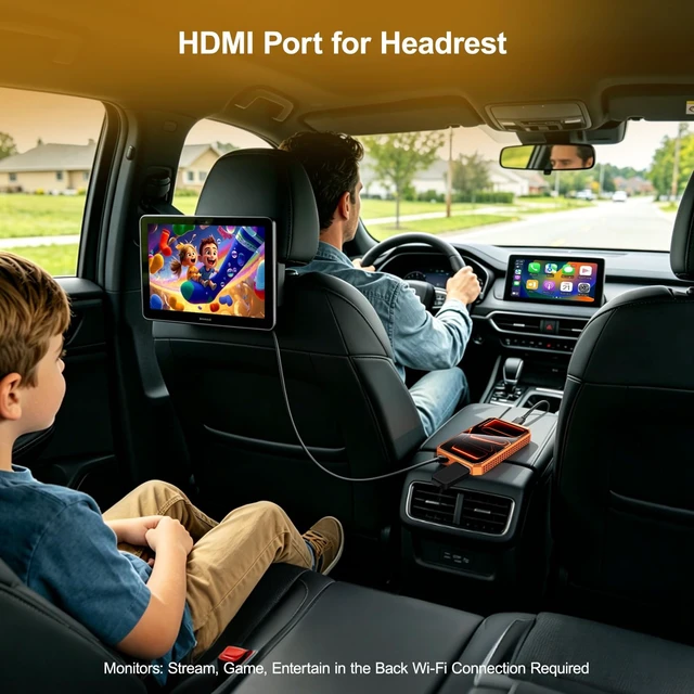 Alt view image 5 of 5 - MAKASRI Wireless CarPlay Adapter Plug and Play for OEM Factory Cars, AI Magic Box Built-in Play Store Net-Flix YouTube TikTok & Screen Mirroring, HDMI USB-C Ports for Wireless CarPlay Co