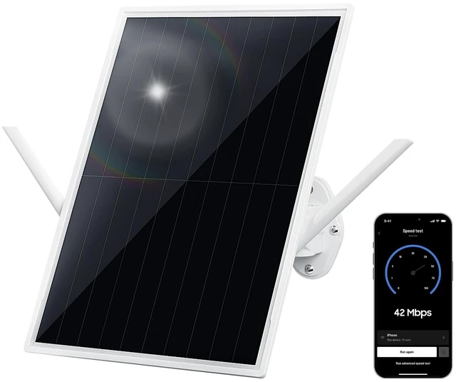 Main image of Solar WiFi Extender Outdoor, 2.4GHz 300Mbps WiFi Repeater with 15W Solar Panel, 26000mAh Battery, IP65 Waterproof 150m Long Range Wireless Extender for Garden, Farm, Ranch, Yard