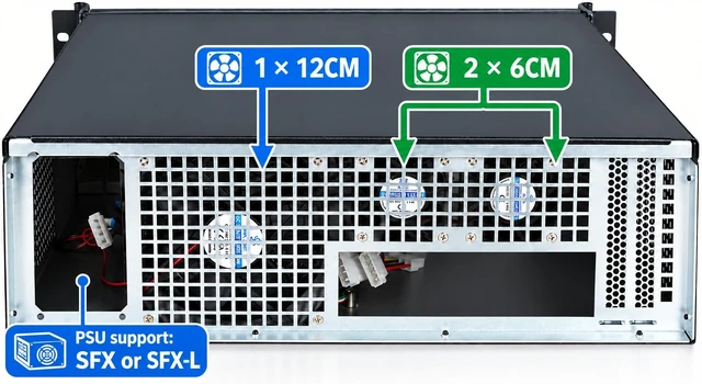 Alt view image 2 of 5 - IPCHASSIS 3U mini-itx Rackmount NAS Chassis ^^19-Inch Industrial Computer Case ^^ Server case ^^12*trayless 3.5+Fixed 1 * 3.5 or 2.5, SFX PSU