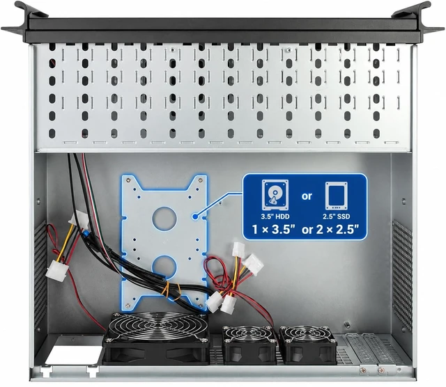 Alt view image 3 of 5 - IPCHASSIS 3U mini-itx Rackmount NAS Chassis ^^19-Inch Industrial Computer Case ^^ Server case ^^12*trayless 3.5+Fixed 1 * 3.5 or 2.5, SFX PSU
