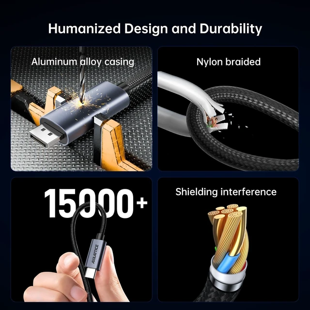 Alt view image 5 of 5 - Bidirectional USB C to DisplayPort 2.1 Cable 16K@30Hz 8K@120Hz - 6.6FT