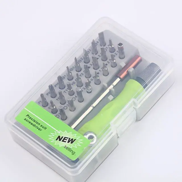 Alt view image 2 of 4 - 32 in 1 Precision Screwdriver Set, Multi-Purpose Repair Tool Kit, Green Handle, with Extension Rod, 178mm Length