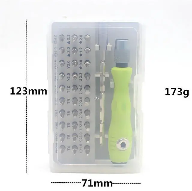 Alt view image 4 of 4 - 32 in 1 Precision Screwdriver Set, Multi-Purpose Repair Tool Kit, Green Handle, with Extension Rod, 178mm Length