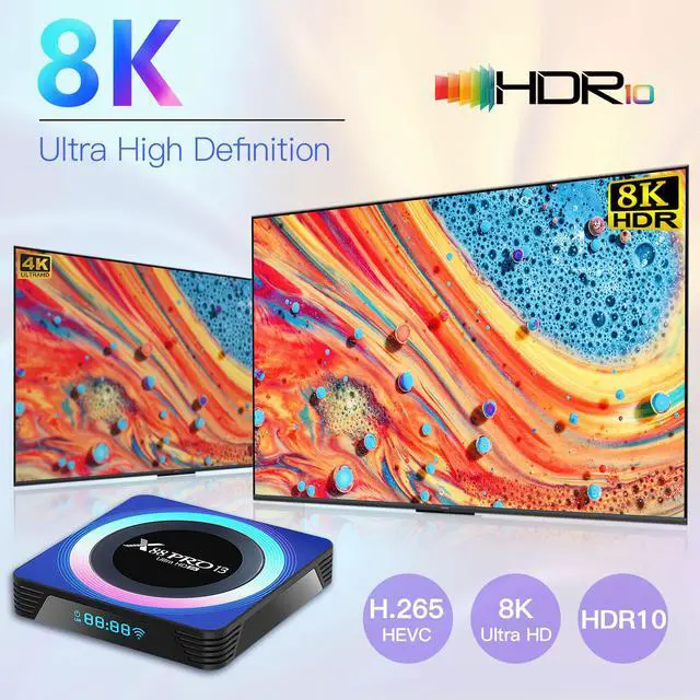 Alt view image 3 of 7 - Android 13.0 TV Box 2025, X88PRO 13 Android 13.0 TV Box 6K 8K Wi-Fi 6 4GB RAM 64GB ROM, Smart Box RK3528 Quad-Core 2.4G/5G Wi-Fi Bluetooth 5.0 USB 3.0 with Mini Wireless Keyboard