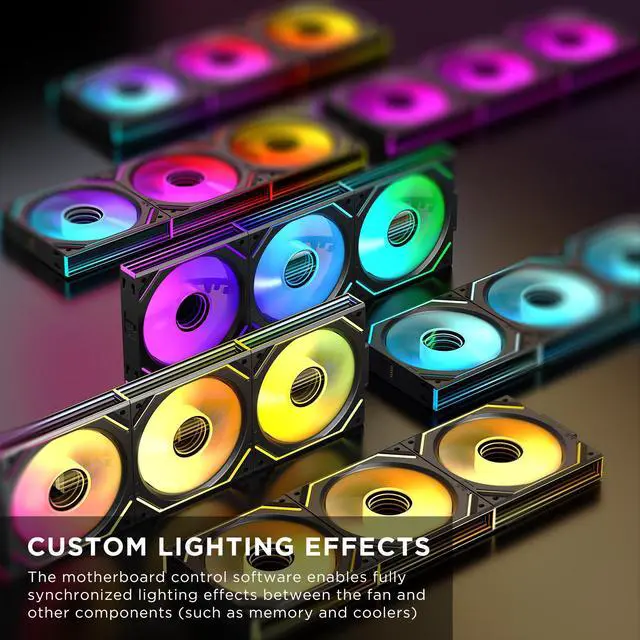 Alt view image 4 of 7 - Jungle Leopard Interstellar V2 120mm PC Reverse Blade Case Fan Infinity Mirror Module Daisy-Chain ARGB Fan Triple Pack with Controller Suitable for Computer Case & 360mm AIO Cooler(Black-3pack)