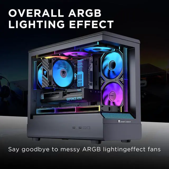 Alt view image 6 of 7 - Jungle Leopard Interstellar V2 120mm PC Reverse Blade Case Fan Infinity Mirror Module Daisy-Chain ARGB Fan Triple Pack with Controller Suitable for Computer Case & 360mm AIO Cooler(Black-3pack)