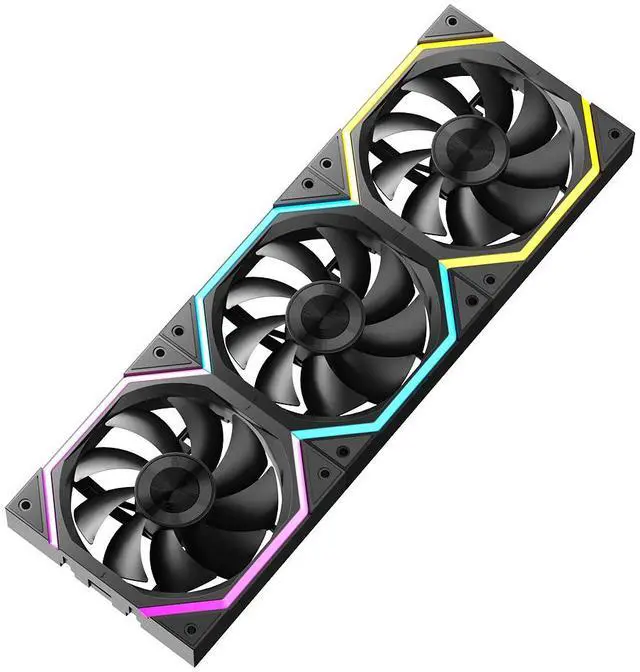 Main image of Jungle Leopard Galaxy 120mm PC Case Fan, ARGB and PWM Cooling Fans PC, Axle Core Double Ring CD Pattern Module Computer Fans, Daisy-Chain 5V RGB Fan (Black 3 Pack)