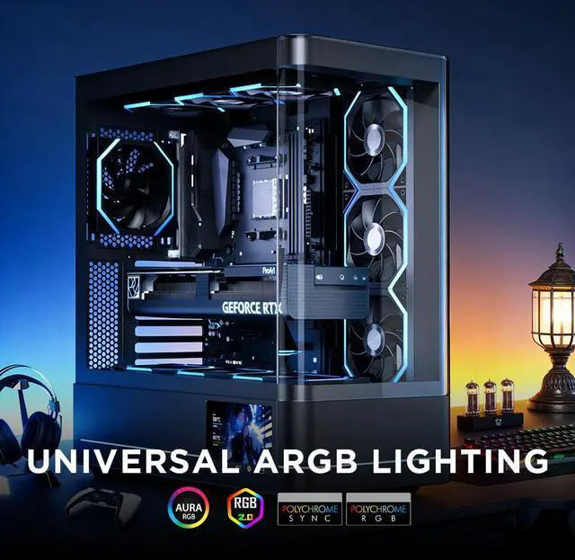Alt view image 6 of 7 - Jungle Leopard Galaxy 120mm PC Case Fan, ARGB and PWM Cooling Fans PC, Axle Core Double Ring CD Pattern Module Computer Fans, Daisy-Chain 5V RGB Fan (Black 3 Pack)
