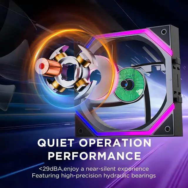Alt view image 5 of 7 - Jungle Leopard Galaxy 120mm PC Reverse Blade Case Fans, ARGB and PWM Cooling Fan PC, Axle Core Double Ring CD Pattern Module Computer Fans, Daisy-Chain 5V RGB Fan (Black 3 Pack)