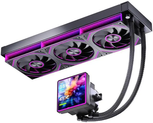 Main image of Jungle Leopard ProFlow SE 360mm ARGB Black AIO CPU Cooler-Water Liquid Cooling System|4-Inch LCD Screen|320W TDP|ARGB 1850RPM PWM Cooler Fans|for Intel LGA1851/1700/1200/115X AMD AM4/AM5(Black)
