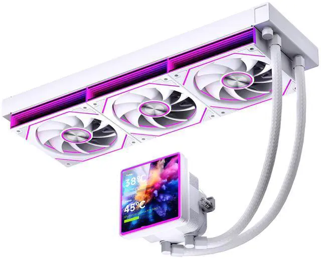 Main image of Jungle Leopard ProFlow SE 360mm ARGB Black AIO CPU Cooler-Water Liquid Cooling System|4-Inch LCD Screen|320W TDP|ARGB 1850RPM PWM Cooler Fans|for Intel LGA1851/1700/1200/115X AMD AM4/AM5(White)