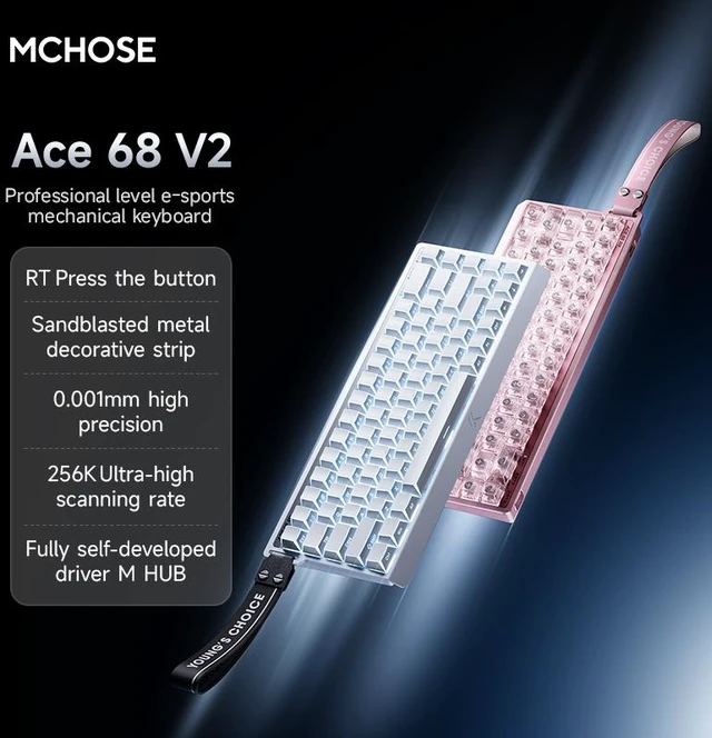 Alt view image 2 of 5 - MCHOSE ACE 68 V2 60% Mechanical Gaming Keyboard Wired Rapid Trigger Hall Effect Keyboard Magnetic Switch Hyper-Fast 8000Hz Adjustable Actuation, Hot Swap, RGB PC MAC Laptop(Black/ TTC Dragon)