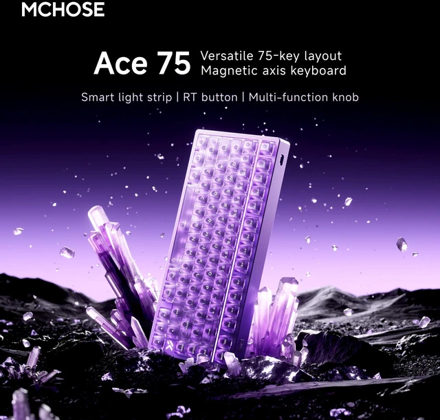 Alt view image 2 of 6 - MCHOSE ACE75 Mechanical Gaming 75Key Keyboard Wired Rapid Trigger Hall Effect Keyboard Magnetic Switch Hyper-Fast 8000Hz Adjustable Actuation, Hot Swap, RGB PC MAC Laptop(Translucent White/Huoying)