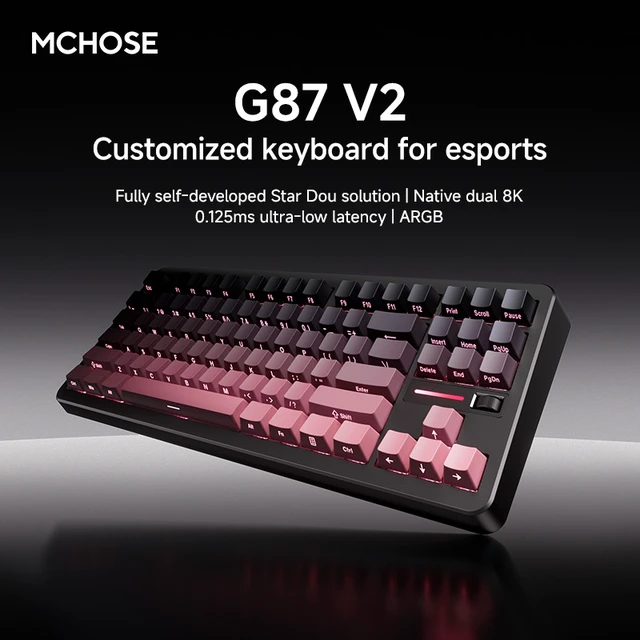 Alt view image 2 of 6 - MCHOSE G87V2 Mechanical Gaming 87Key Keyboard Wired Rapid Trigger Hall Effect Keyboard Magnetic Switch Hyper-Fast 8000Hz Adjustable Actuation, Hot Swap, RGB PC MAC Laptop(Black Gradient Contour/FGAV3)